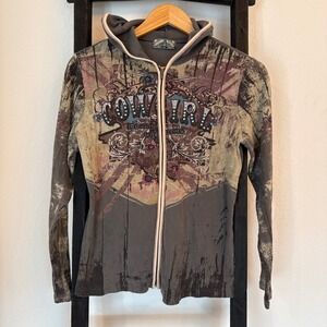 Y2K Vanilla Sugar Cowgirl Embellished Graphic Full Zip Women's Small